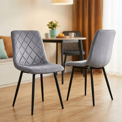 Scaune de masă din catifea gri, set de 2 – Scaune moderne tapițate
