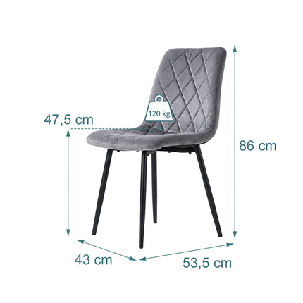 Scaune de masă din catifea gri, set de 2 – Scaune moderne tapițate
