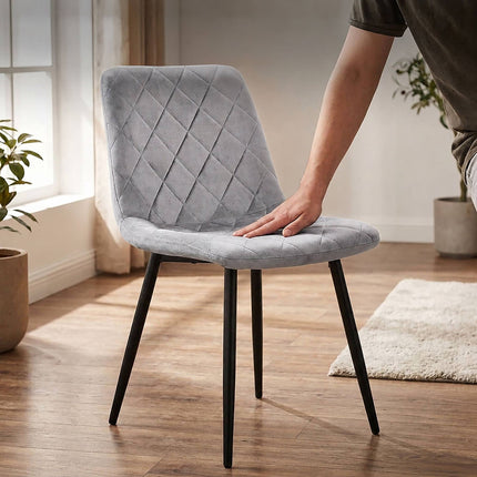 Scaune de masă din catifea gri, set de 2 – Scaune moderne tapițate
