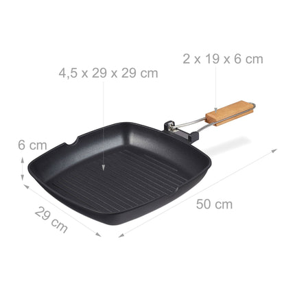 Tigaie pentru gratar cu maner rabatabil