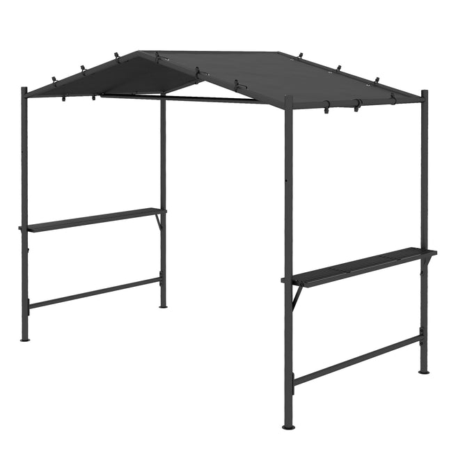 Grill Pavilion 3X1,5M Copertina grătar rezistentă la intemperii cu 2 rafturi laterale, oțel, gri închis, pentru grădină și balcon