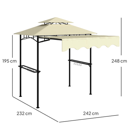Pavilion cu grătar, copertină și rafturi reglabile