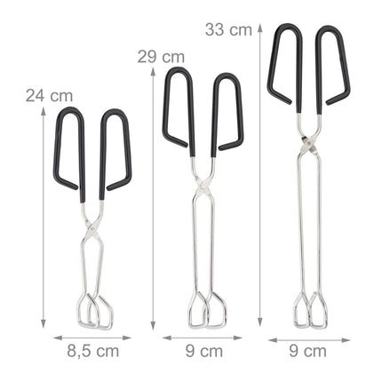 Set de 3 clești pentru grătar, din oțel inoxidabil cu mâner din cauciuc