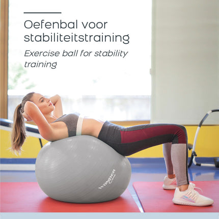 Minge de gimnastică 75 cm – Anti-explozie, Gri, Yoga și Fitness