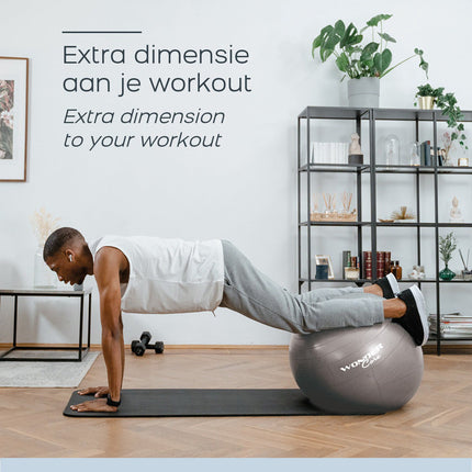 Minge de gimnastică 75 cm – Anti-explozie, Gri, Yoga și Fitness