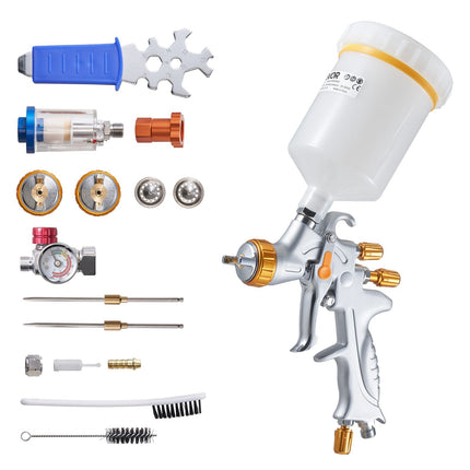 HVLP Gravity Feed Spray Gun, 600ml, 3 Nozzles