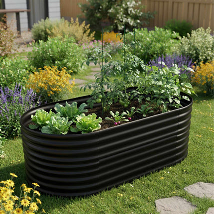 Pat de grădină semirotund metalic, supraînălțat, galvanizat