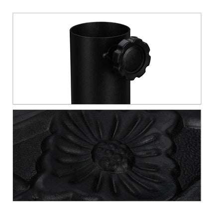 Bază semirotundă pentru parasolar, design din fontă, potrivită pentru spații mici