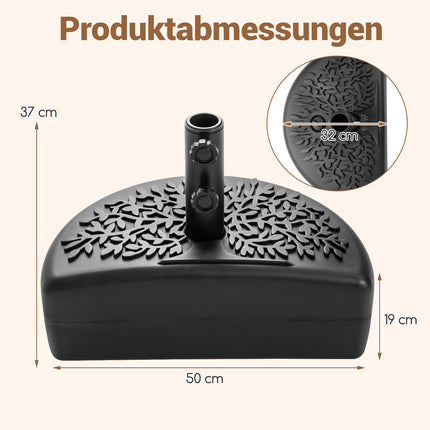 Bază de umbrelă semirotundă, umplubilă, capacitate 17L/25kg