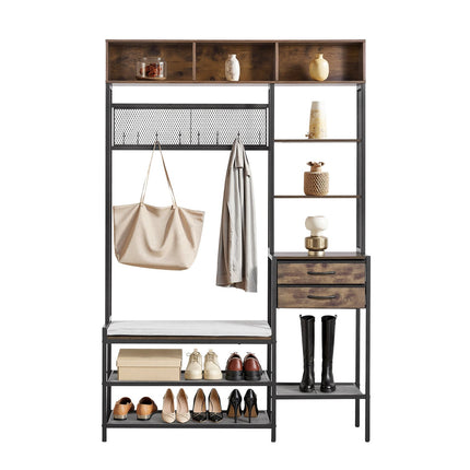 Hall Tree Coat Rack, Shoe Bench, 2 Drawers, 1800 mm