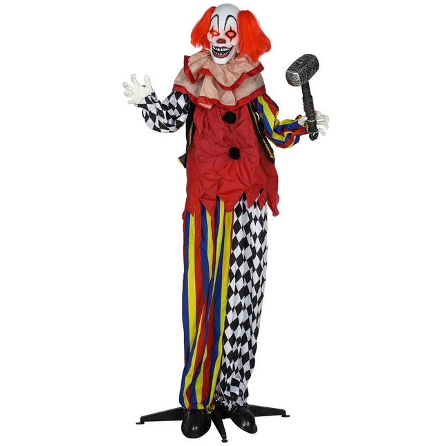 Clovn animatronic de Halloween, 173 cm, ochi luminoși