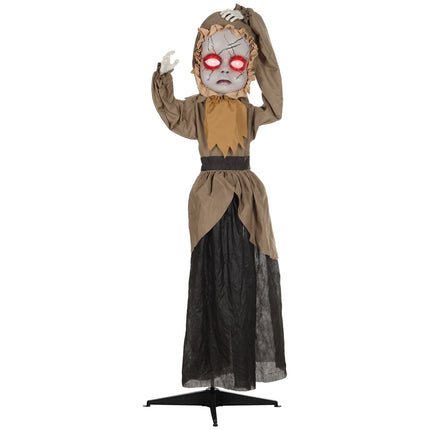 Accesoriu animatronic de Halloween, cap săritor, ochi roșii