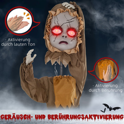 Accesoriu animatronic de Halloween, cap săritor, ochi roșii