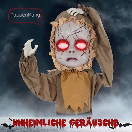Accesoriu animatronic de Halloween, cap săritor, ochi roșii