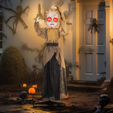 Accesoriu animatronic de Halloween, cap săritor, ochi roșii