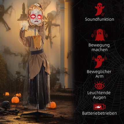 Accesoriu animatronic de Halloween, cap săritor, ochi roșii