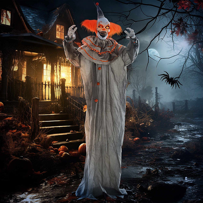 Decorațiune de Halloween cu clovn, activată prin atingere, cu ochi strălucitori