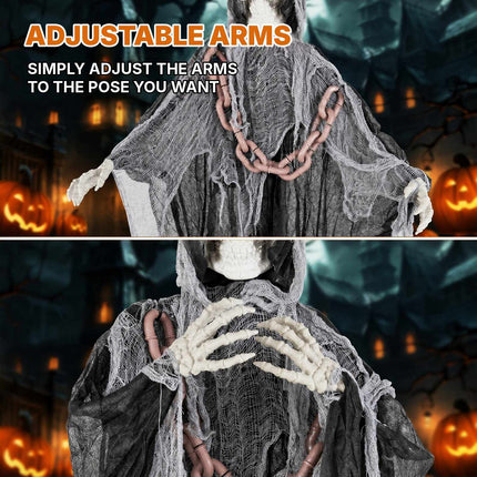 Halloween Grim Reaper 6.4 Feet with Red Glowing Eyes, Terrifying Sounds