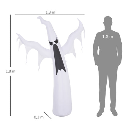 Fantomă gonflabilă de Halloween cu lumini LED, 1,8 m înălțime