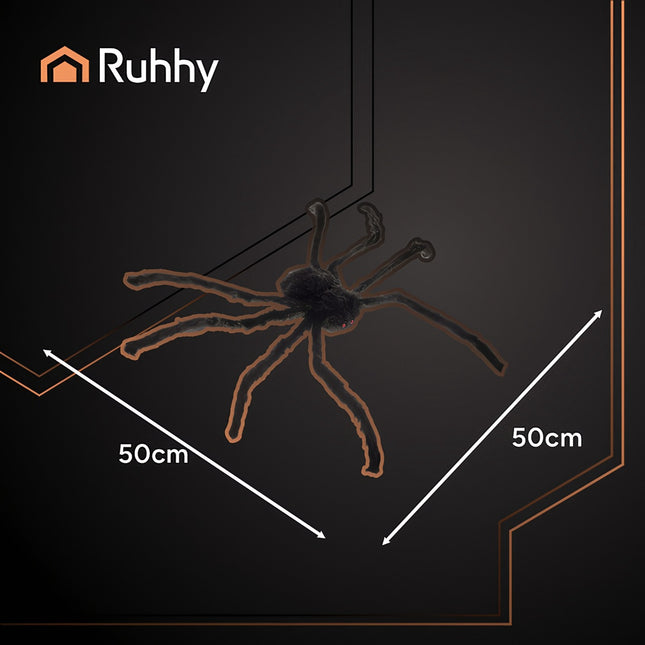 Decorațiune de Halloween în formă de păianjen, 50 cm, neagră, picioare flexibile