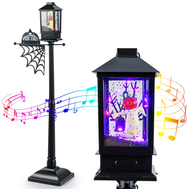Lampă stradală de Halloween cu LED-uri în 6 culori și muzică, 155 cm