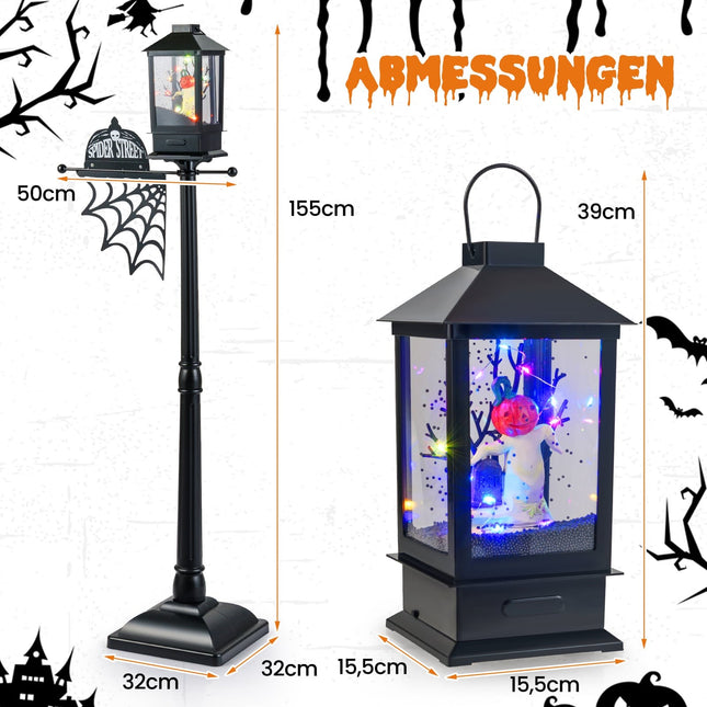Lampă stradală de Halloween cu LED-uri în 6 culori și muzică, 155 cm