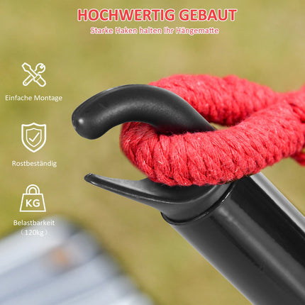 Cadru Hamac Pentru Hamac 3M Suport Hamac Cu Funie De Tragere Gradina Plaja Cadru Otel Negru 300 X 90 X 100 Cm