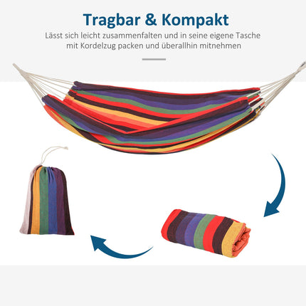 Cotton outdoor hammock with carrying bag, 150 kg, 290x150 cm