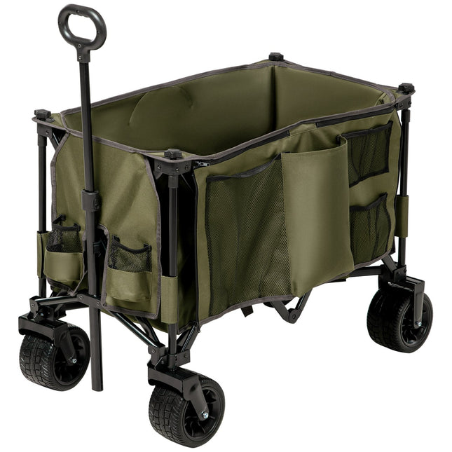 Folding handcart with adjustable handle, wide wheels, 120 kg capacity