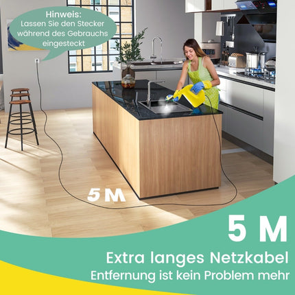 Aparat de curățat cu abur portabil, 1500W, rezervor de 400ml, 125°C