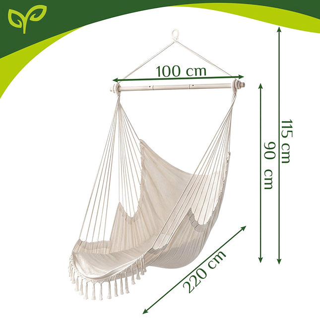 Scaun suspendat cu perne, capacitate 150 kg, bej