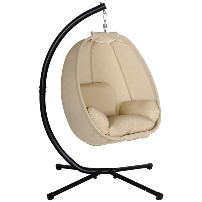 Scaun suspendat Egg cu pernă, pentru interior/exterior, kaki