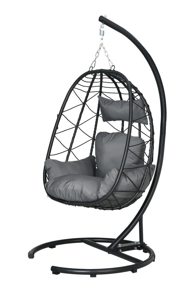 Rattan hanging chair, 195 cm, indoor/outdoor, 150 kg Capacity
