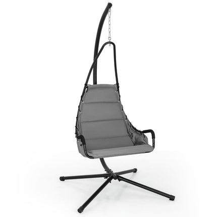 Scaun suspendat cu cadru &amp; Scaun captusit extra mare &amp; Cadru metalic robust hamac gri