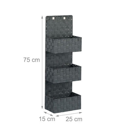 Depozitare suspendată din material textil cu 3 coșuri