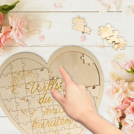 Cadou puzzle din lemn gravat în formă de inimă