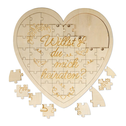 Cadou puzzle din lemn gravat în formă de inimă