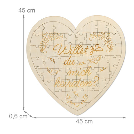 Cadou puzzle din lemn gravat în formă de inimă