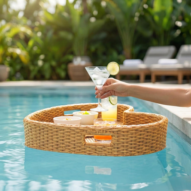 Tavă plutitoare pentru piscină în formă de inimă, ratan rezistent la intemperii