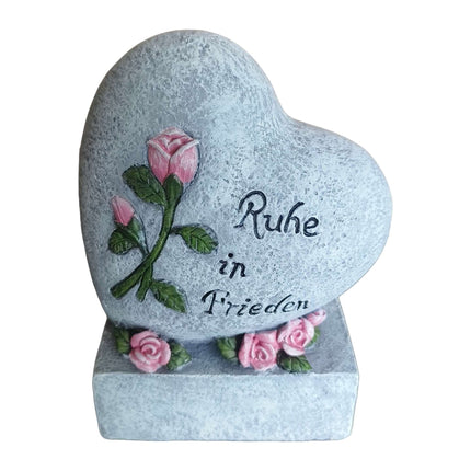 Ornament funerar în formă de inimă cu inscripția „Ruhe in Frieden”