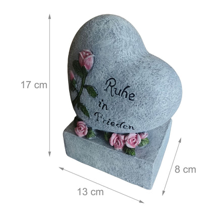 Ornament funerar în formă de inimă cu inscripția „Ruhe in Frieden”