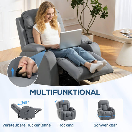 Fotoliu reclinabil încălzit cu masaj, pivotant și balansoar