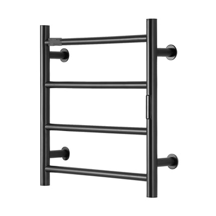 Heated Towel Rack, Wall Mount 4-Bar, Timer, Black