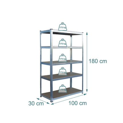 Rafturi din oțel cu 5 niveluri, rezistente, capacitate 875 kg