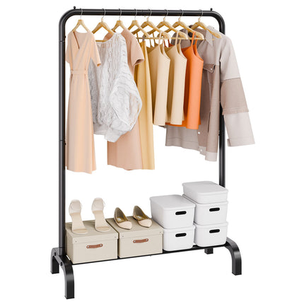 Heavy-Duty Clothes Rack With Hanging Rod, Bottom Shelf