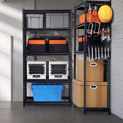 Heavy Duty Garage Shelving, 5 Tier, 2000 lb, 16 x 36 x 72 in, Black
