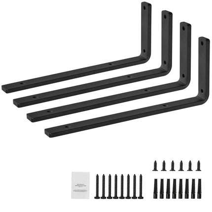 Heavy-Duty L Shelf Brackets, 16x6 in, 4-Pack, 160 lb