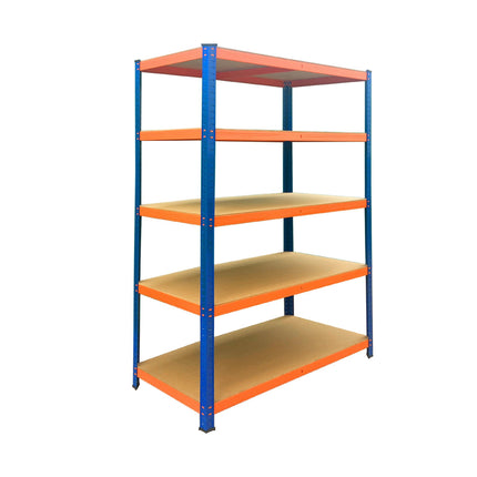 Heavy-Duty Metal Shelving Unit with 5 Adjustable Shelves, 875 kg, Blue-Orange