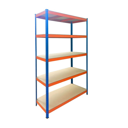 Heavy-Duty Metal Shelving Unit with 5 Adjustable Shelves, 875 kg, Blue-Orange
