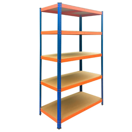 Heavy-Duty Metal Shelving Unit with 5 Adjustable Shelves, 875 kg, Blue-Orange